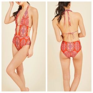 Modcloth High Dive Seaside Splendor One Piece XL